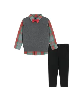 Toddler/Child Boys Holiday Check Button-down w/Vest Set