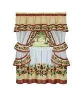 Kate Aurora Chevron Sunflower Complete Cottage Kitchen Curtain Tier & Valance Set