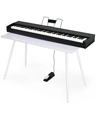 Costway 88 Keys Portable Digital Piano Toy w/ Power Supply Sustain Pedal  White