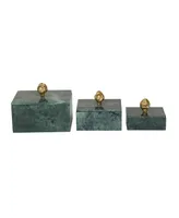 Rosemary Lane Real Marble Box with Gold-Tone Final Set of 3 - 9", 7", 6" W