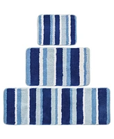 mDesign Microfiber Bath Mat Rugs/Runner, Striped Print, Set of 3