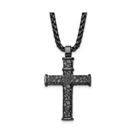 Chisel Brushed Metal Ip-plated Cross Pendant Box Chain Necklace