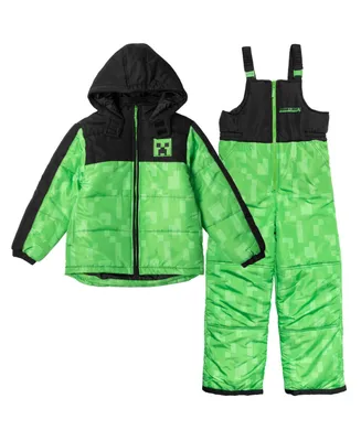 Minecraft Zombie Zip Up Puffer Jacket and Snow Bib Ski Pants Toddler| Child