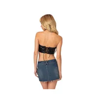 Women's Vic triangle faux leather crop top