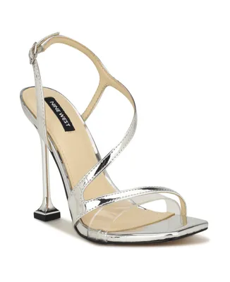 Nine West Women's Nines Tapered Heel Strappy Dress Sandals - Clear