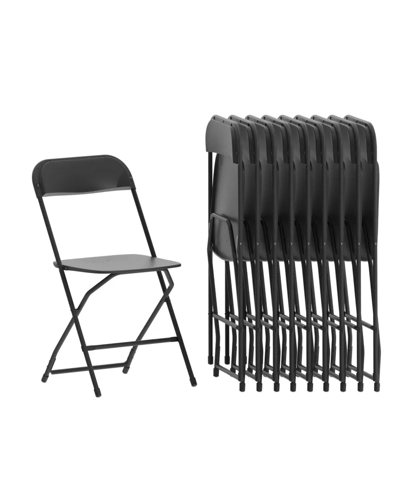 Set Of 10 Stackable Folding Plastic Chairs - 650 Lb. Weight Capacity