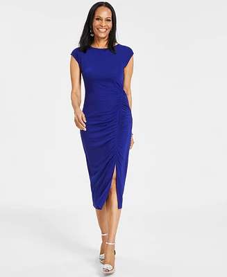 I.n.c. International Concepts Women's Ruched Midi Dress, Created for Macy's