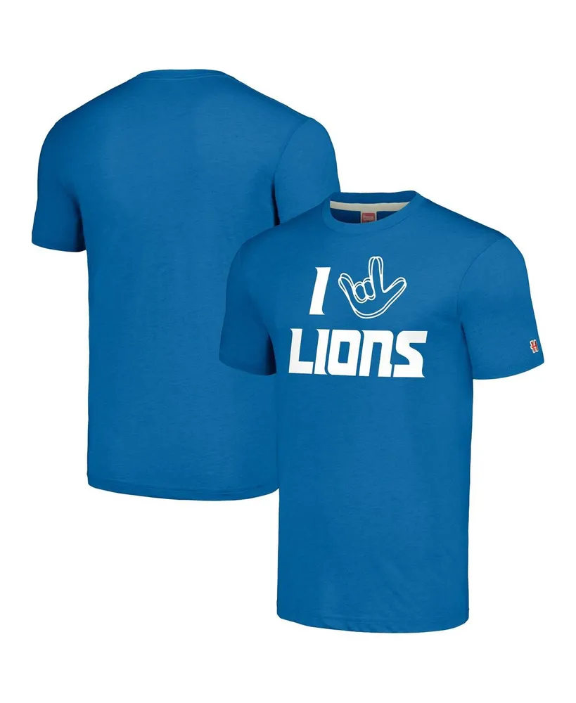 Men's and Women's Homage Blue Detroit Lions The Nfl Asl Collection by Love Sign Tri-Blend T-shirt