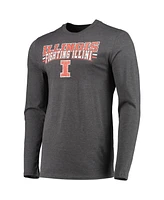 Men's Concepts Sport Navy, Heathered Charcoal Distressed Illinois Fighting Illini Meter Long Sleeve T-shirt and Pants Sleep Set