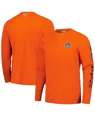 Men's Columbia Orange Auburn Tigers Terminal Tackle Omni-Shade Raglan Long Sleeve T-shirt