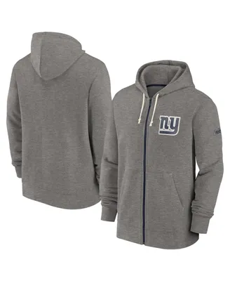 Men's Nike Heather Charcoal Distressed New York Giants Historic Lifestyle Full-Zip Hoodie