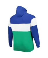 Men's New Era Kelly Green Distressed Seattle Seahawks Big and Tall Throwback Colorblock Raglan Pullover Hoodie