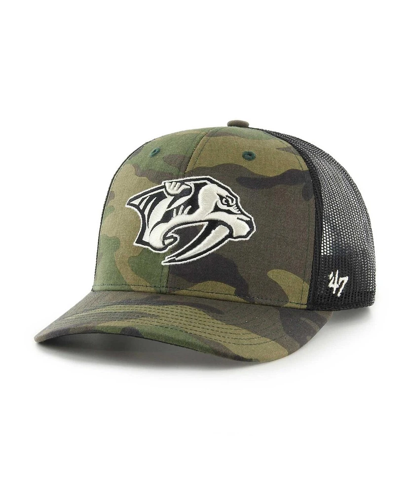 Men's '47 Brand Camo, Black Nashville Predators Trucker Adjustable Hat