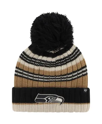 Women's '47 Brand Natural Seattle Seahawks Barista Cuffed Knit Hat with Pom