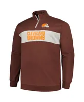 Men's Profile Brown Cleveland Browns Big and Tall Fleece Quarter-Zip Jacket