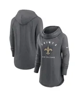 Women's Nike Heather Charcoal New Orleans Saints Raglan Funnel Neck Pullover Hoodie