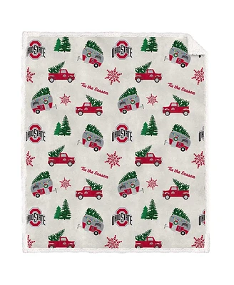 Pegasus Home Fashions Ohio State Buckeyes Holiday Truck Repeat 50" x 60" Sherpa Flannel Fleece Blanket