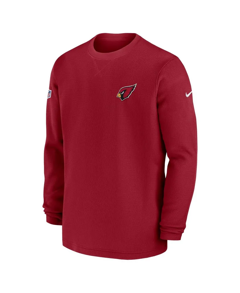 Men's Nike Cardinal Arizona Cardinals 2023 Sideline Throwback Heavy Brushed Waffle Long Sleeve Top