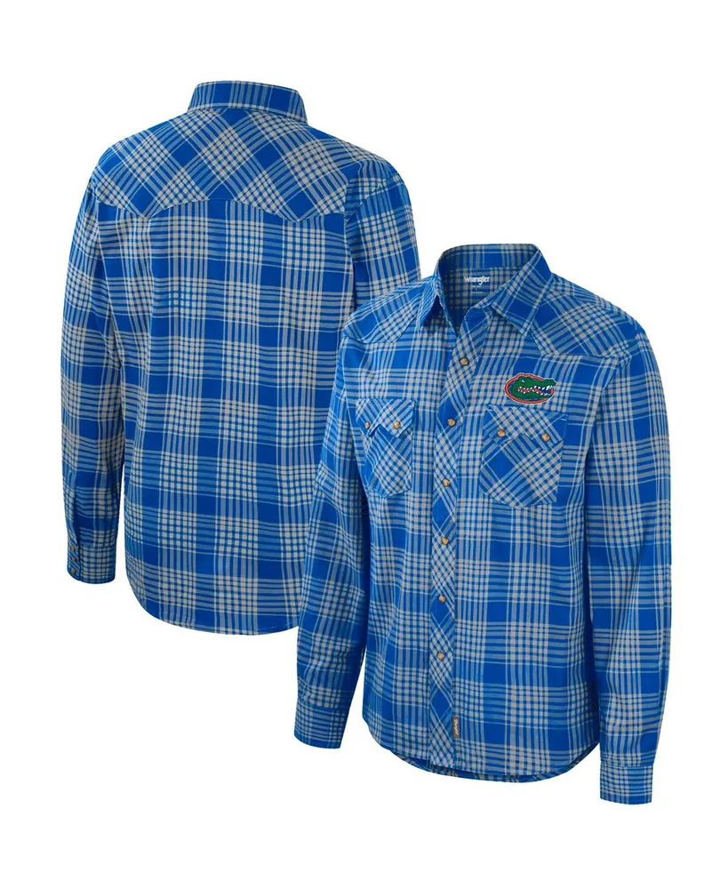 Men's Colosseum x Wrangler Royal Florida Gators Plaid Western Long Sleeve Full-Snap Shirt