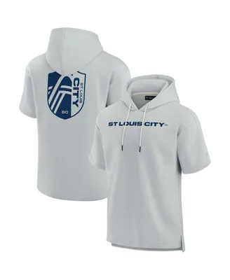 Men's and Women's Fanatics Signature Gray St. Louis City Sc Super Soft Fleece Short Sleeve Pullover Hoodie