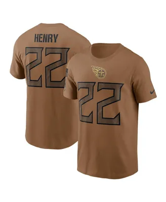 Men's Nike Derrick Henry Brown Distressed Tennessee Titans 2023 Salute To Service Name and Number T-shirt