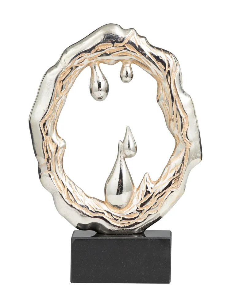 Rosemary Lane Aluminum Abstract Metallic Melting Drip Collection Sculpture with Marble Base