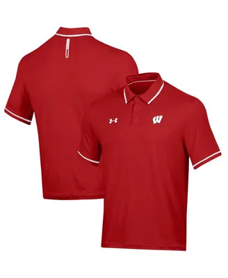 Men's Under Armour Red Wisconsin Badgers T2 Tipped Performance Polo Shirt