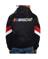 Men's Starter Black Nascar Home Team Satin Half-Zip Hoodie Jacket