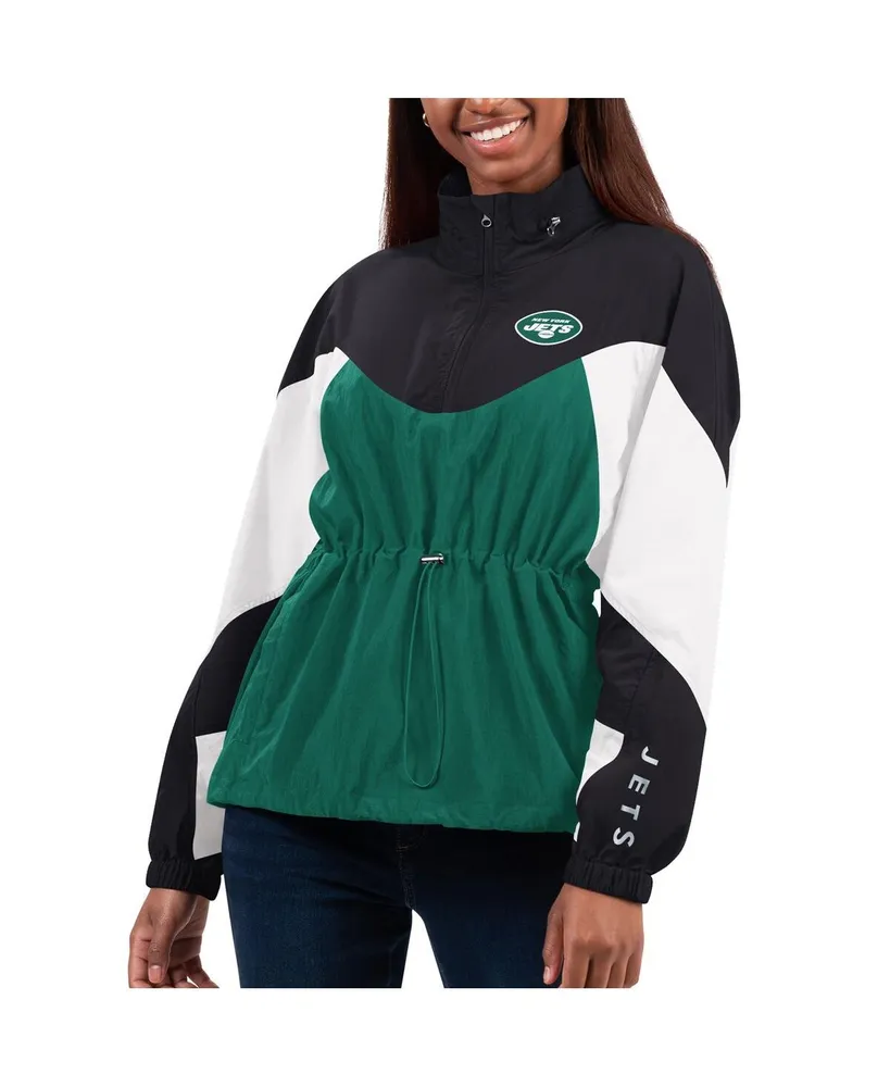 Women's G-iii 4Her by Carl Banks Green, Black New York Jets Tie Breaker Lightweight Quarter-Zip Jacket