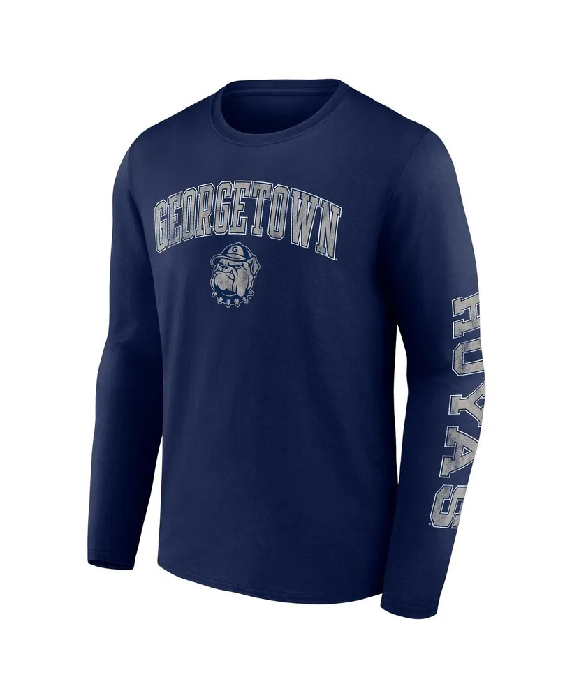 Men's Fanatics Navy Georgetown Hoyas Distressed Arch Over Logo Long Sleeve T-shirt