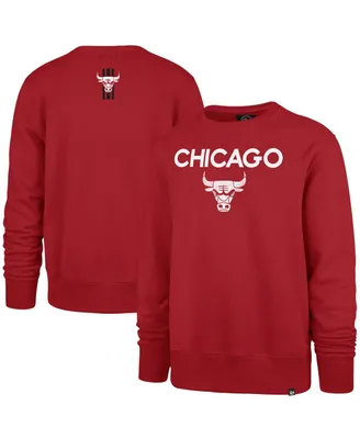 Men's '47 Brand Red Chicago Bulls 2023/24 City Edition Postgame Headline Crew Pullover Sweatshirt