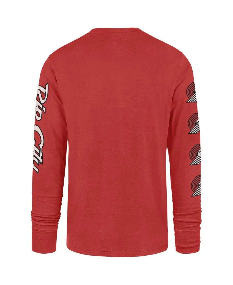 Men's '47 Brand Red Portland Trail Blazers 2023/24 City Edition Triplet Franklin Long Sleeve T-shirt