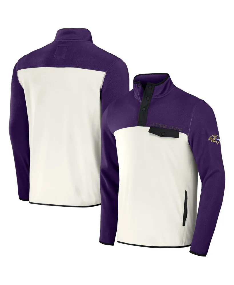 Men's Nfl x Darius Rucker Collection by Fanatics Purple, Cream Baltimore Ravens Micro Fleece Quarter-Snap Jacket