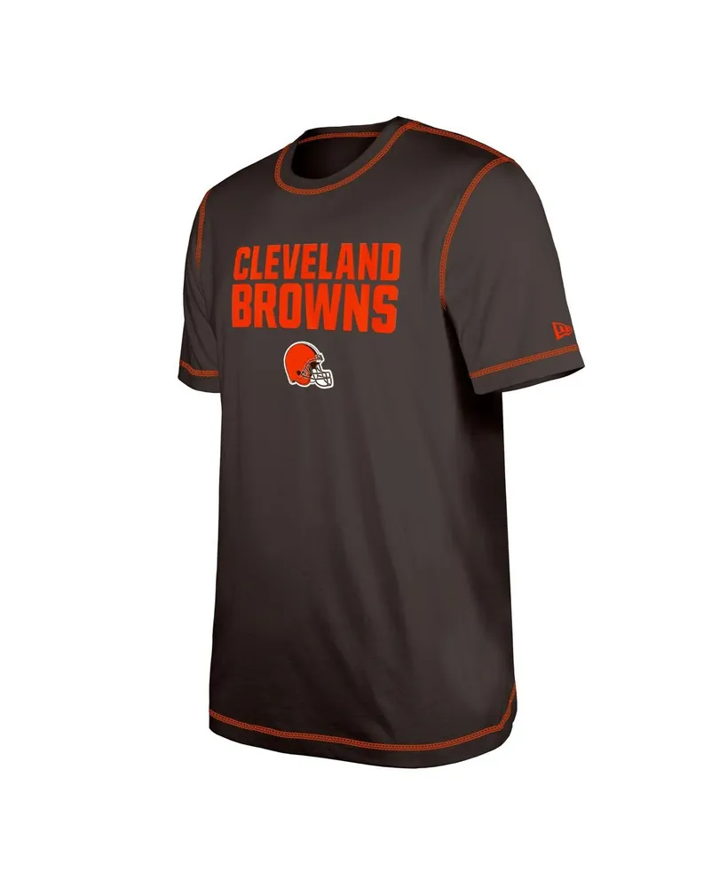 Men's New Era Brown Cleveland Browns Third Down Puff Print T-shirt