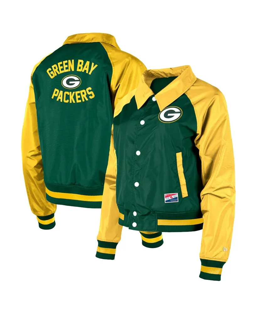 Women's New Era Green Bay Packers Coaches Raglan Full-Snap Jacket