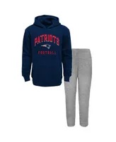 Toddler Boys and Girls Navy, Heather Gray New England Patriots Play by Pullover Hoodie Pants Set