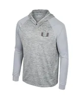 Men's Colosseum Gray Miami Hurricanes Cybernetic Raglan Quarter-Zip Hooded Top