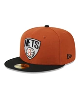 Men's New Era Rust, Black Brooklyn Nets Two-Tone 59FIFTY Fitted Hat