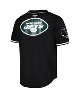 Men's Pro Standard Aaron Rodgers Black New York Jets Mesh Baseball Button-Up T-shirt