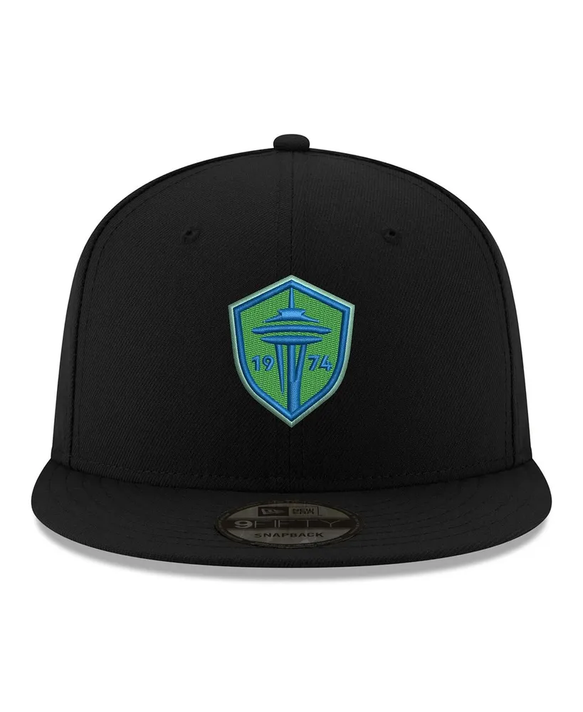Men's New Era Black Seattle Sounders Fc Primary Logo 9FIFTY Snapback Hat