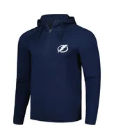 Men's Antigua Heather Navy Tampa Bay Lightning Spikes Raglan Quarter-Zip Hoodie