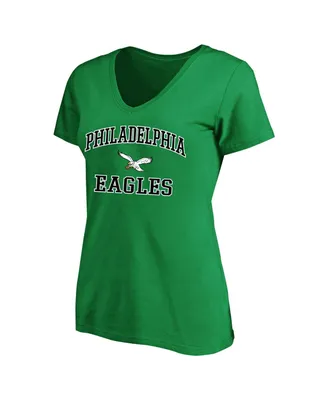Women's Profile Kelly Green Distressed Philadelphia Eagles Plus Size Retro V-Neck T-shirt