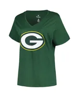 Women's Fanatics Jordan Love Green Bay Packers Plus Player Name and Number V-Neck T-shirt