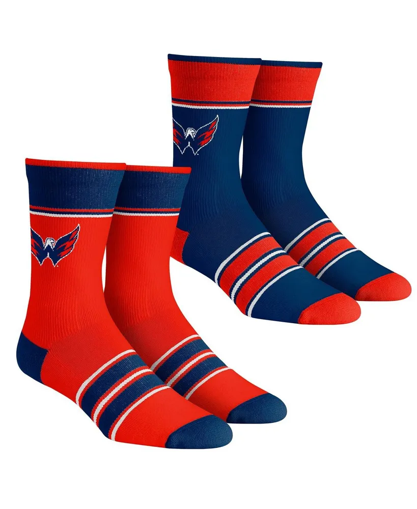 Men's and Women's Rock 'Em Socks Washington Capitals Multi-Stripe 2-Pack Team Crew Sock Set