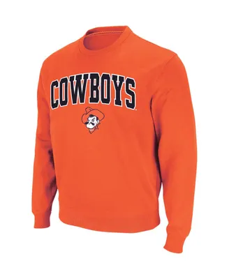 Men's Colosseum Orange Oklahoma State Cowboys Arch and Logo Crew Neck Sweatshirt