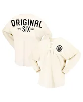 Women's Fanatics Cream Boston Bruins Original Six Lace-Up Spirit Jersey Long Sleeve T-shirt