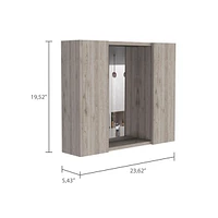 Artemisa Medicine Cabinet, Double Door, Mirror, One External Shelf - Light Gray