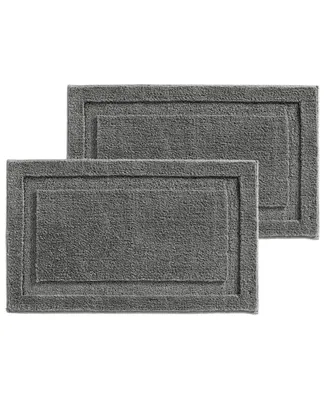 mDesign Non-Slip Microfiber Bathroom Rug, 21" x 34" - 2 Pack - Charcoal Gray