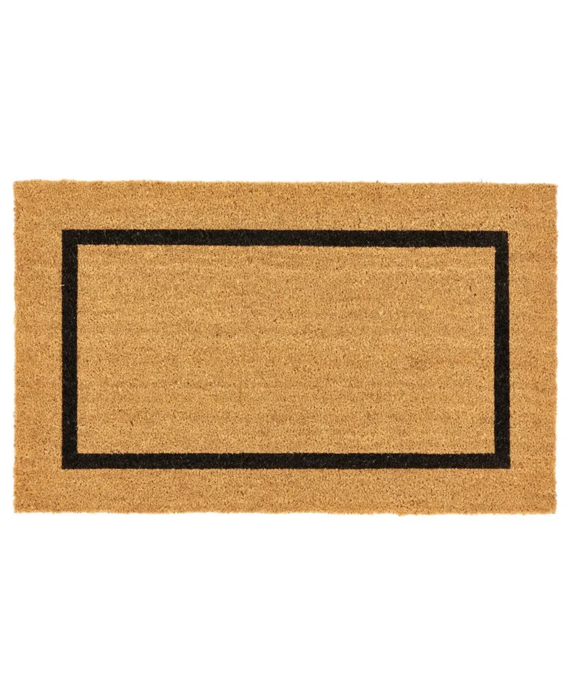 mDesign Coir and Rubber Non-Slip Indoor/Outdoor Entryway Door Mat, Natural/Black