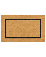 mDesign Coir and Rubber Non-Slip Indoor/Outdoor Entryway Door Mat, Natural/Black